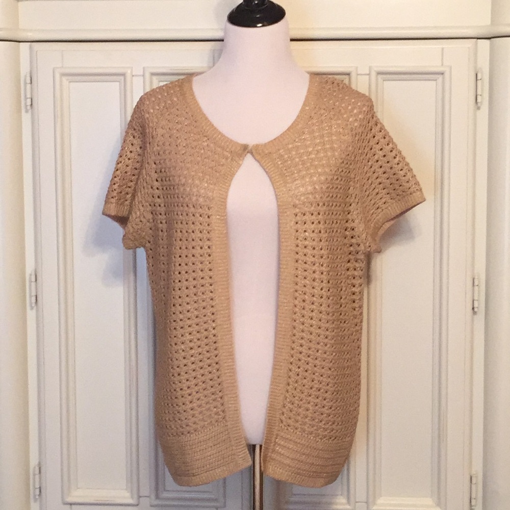 Chico’s Short-Sleeve Open-Weave Cardigan